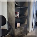 F51. Pottery Barn metal locker bookshelf. 62”h x 24”w x 19”d 